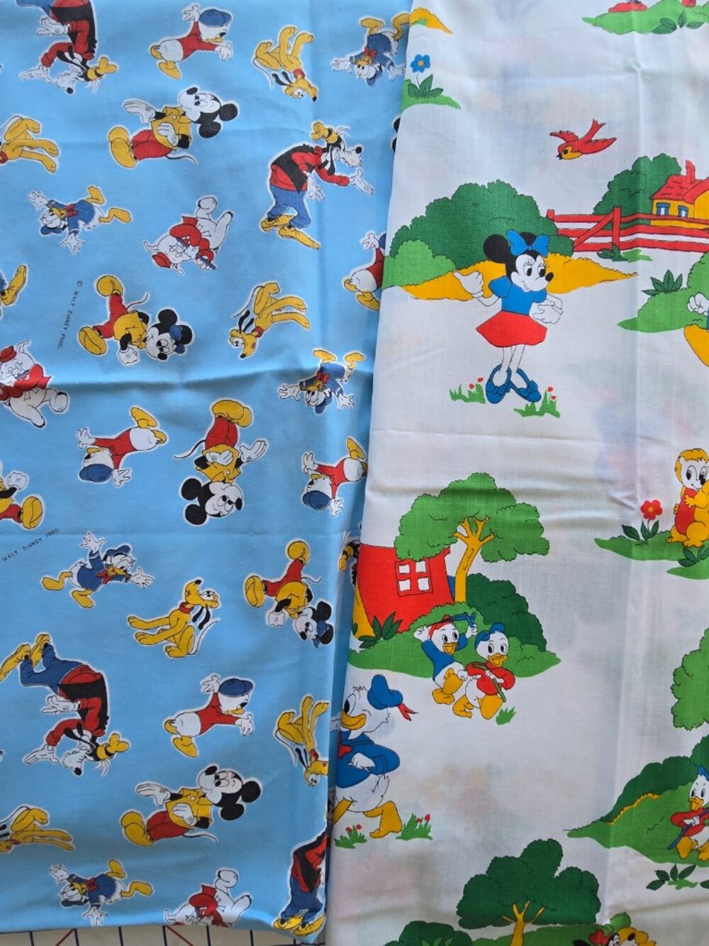 Vintage Disney fabrics 1970s. 2 prints, 2 yds each print. No fading. 100% Cottn